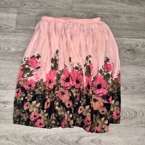 Floral Print plated Pink and Black Skirt
